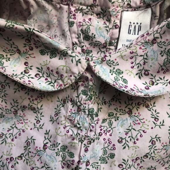 Gap Floral 12-18M Blouse With Peter Pan Collar - Picture 3 of 5